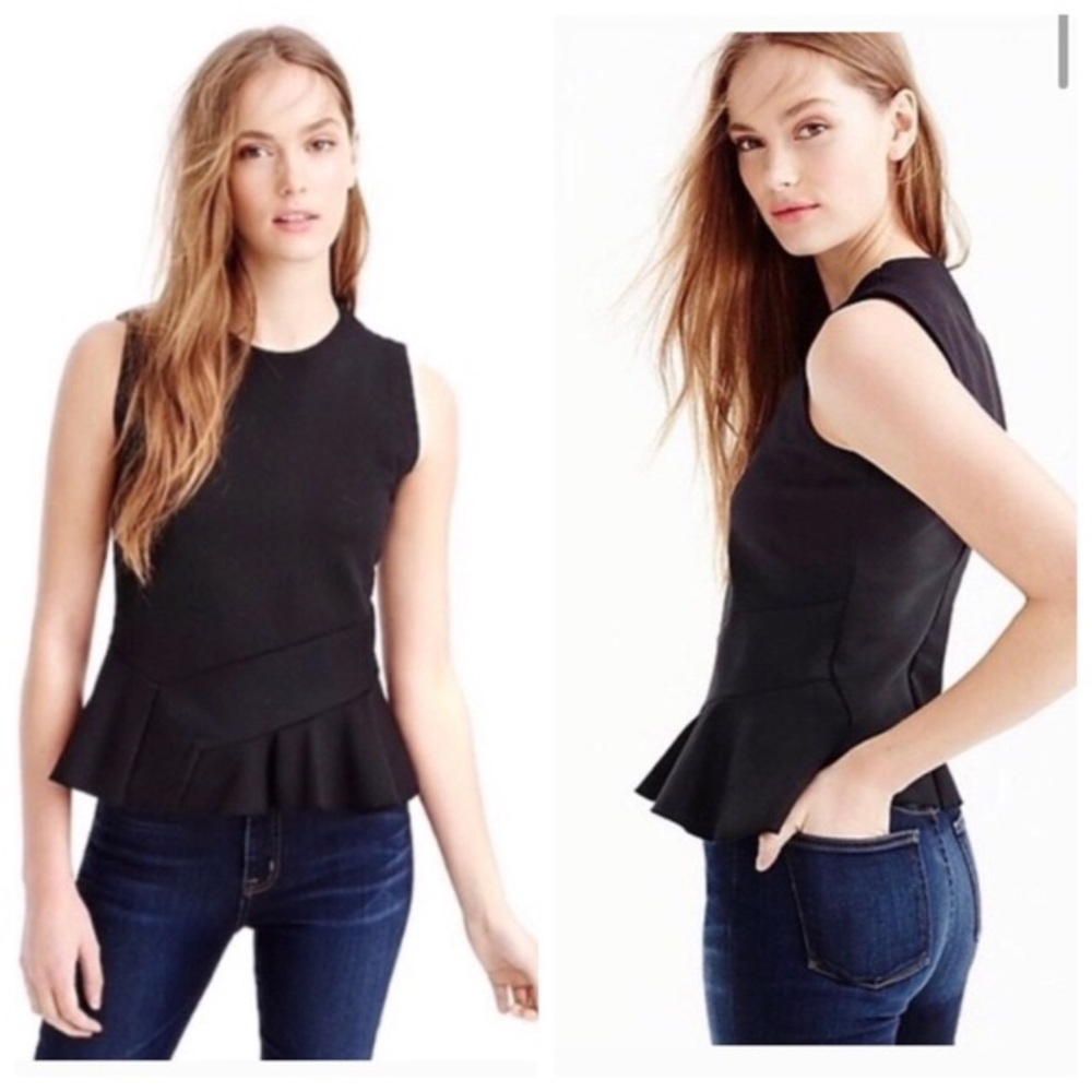 EUC BLUE J.Crew Asymmetrical Sleeveless Peplum Top